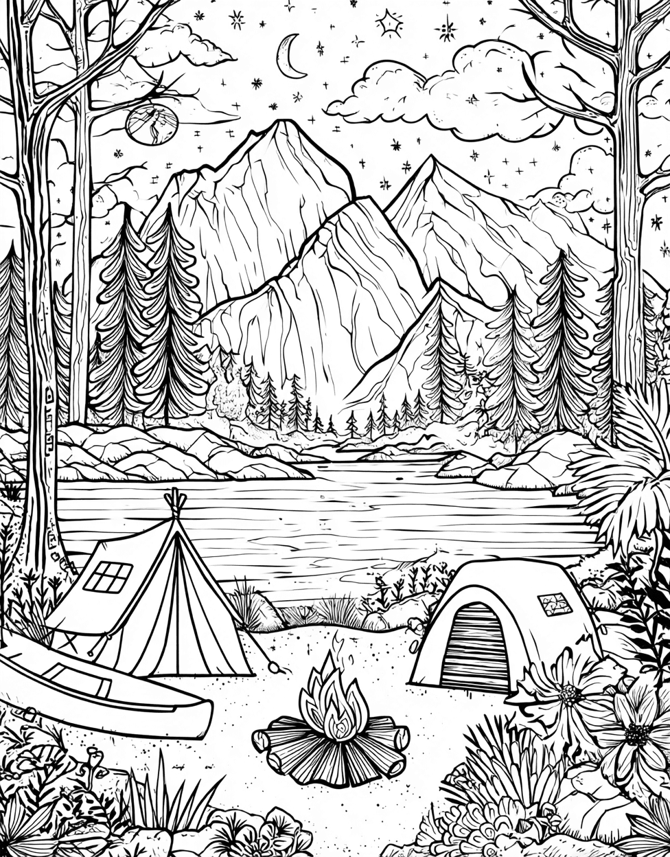 Camp Adventures Natures Palette Awaits, Coloring Printable Preschool Camp, Advanced Free Printable Coloring Pages for Children, Relaxation Color Book, Adventure Colouring Pages for Teenage main 1