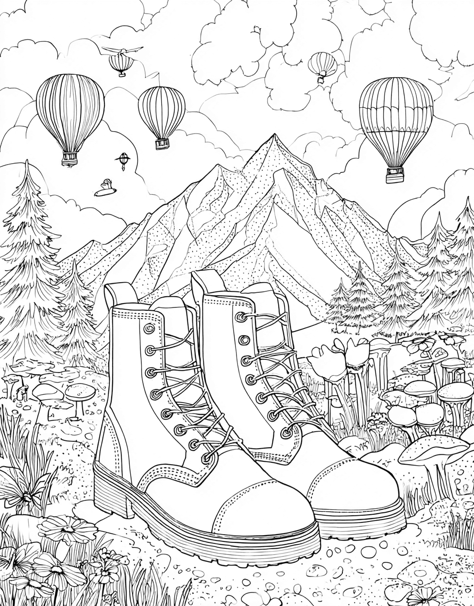 Coloring Christmas Ornament Boots, Relaxation Color Book, Adventure Colouring Pages for Womens, Free Coloring Book Pages for Adults, Boots Adventure Fun Pages to Fill with Color main 1