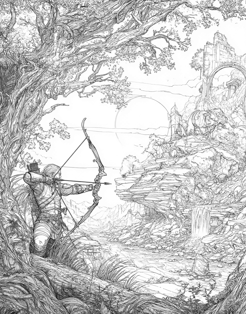 Relaxation Color Book, Adventure Colouring Pages for Teenage, Free Printable Coloring Pages for Adults, Crossbow Coloring, Arrows and Art Crossbow Designs to Shade main 1