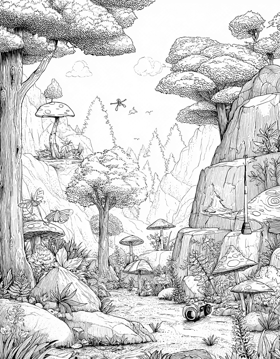 Free Coloring Pages for Adults to Print, Geocache Adventure Creative Art Pages, Relaxation Color Book, Adventure Colouring Pages for Adults, Geocache Coloring main 1
