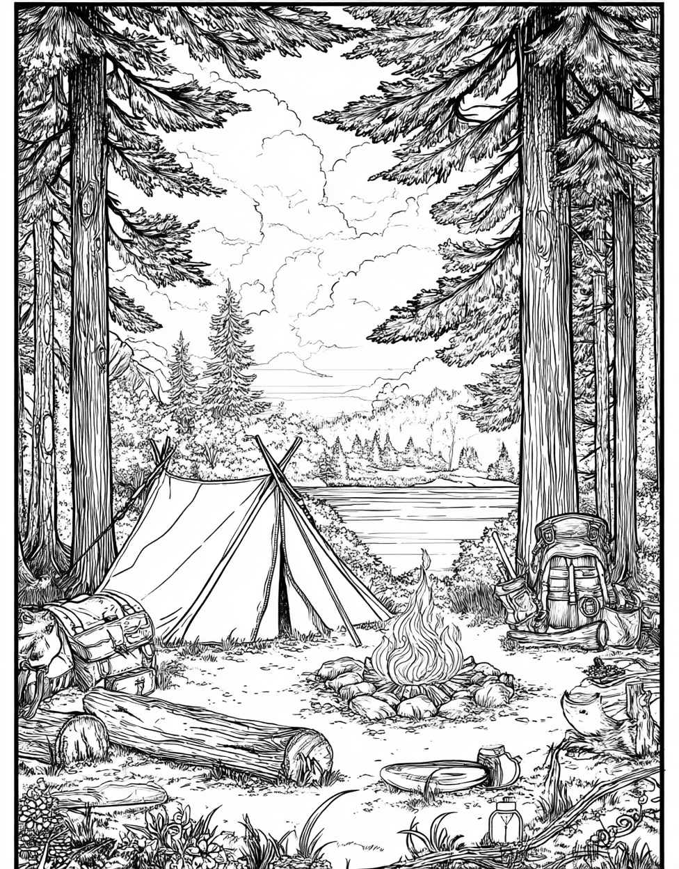 Stress Relief Color Book, Adventure Colouring Pages for Teen, Bushcraft Coloring, Bushcraft Adventures Natures Palette Awaits, Free Color Pages Printable main 1
