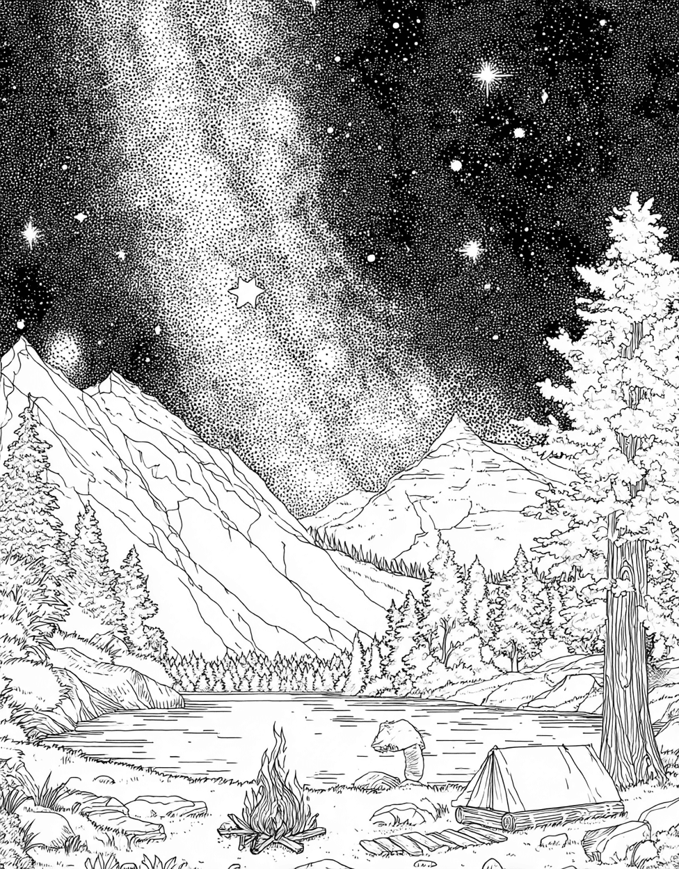 Stress Relief Color Book, Adventure Colouring Pages for Adults, Stargazing Coloring, Cosmic Dreams Stargazing Art Adventures, Free Coloring Pages for Adults to Print main 1