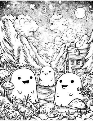 Free Ghosts Coloring Pages - 4