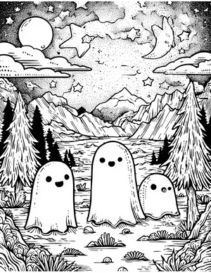 Free Ghosts Coloring Pages - 10