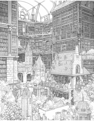 Free Library Coloring Pages - 0