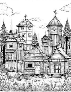 Free Hut Coloring Pages - 2