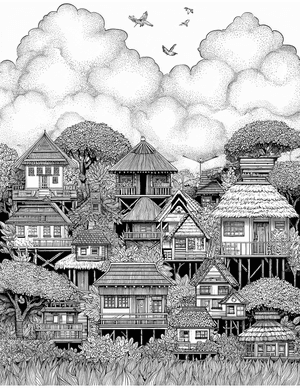Free Hut Coloring Pages - 6
