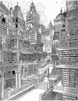 Free Library Coloring Pages - 6