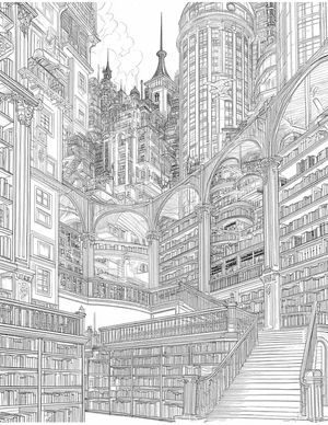 Free Library Coloring Pages - 7