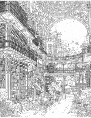 Free Library Coloring Pages - 9