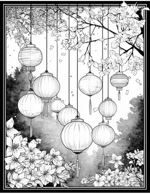 Free Lantern Coloring Pages - 1
