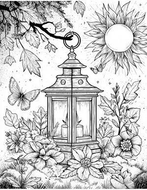 Free Lantern Coloring Pages - 4