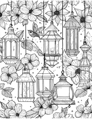 Free Lantern Coloring Pages - 9