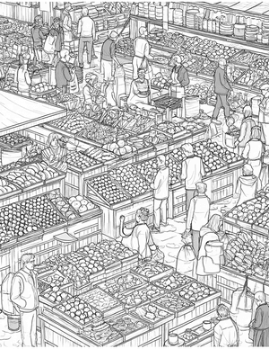 Free Food market stall Coloring Pages - 0