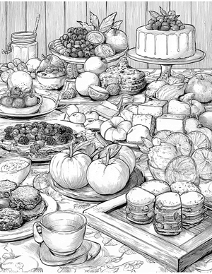 Free Buffet table Coloring Pages - 0