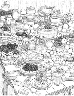 Free Buffet table Coloring Pages - 1