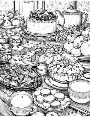 Free Buffet table Coloring Pages - 2