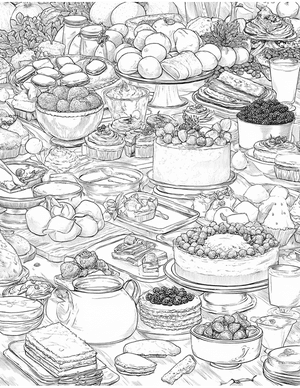 Free Buffet table Coloring Pages - 3