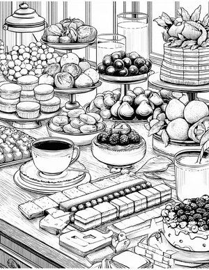 Free Buffet table Coloring Pages - 4