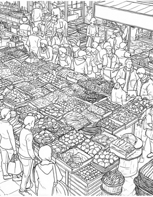 Free Food market stall Coloring Pages - 4