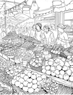 Free Food market stall Coloring Pages - 5