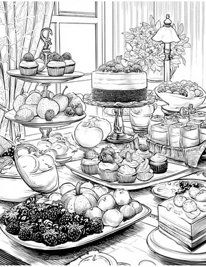 Free Buffet table Coloring Pages - 5