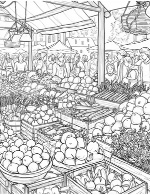 Free Food market stall Coloring Pages - 6