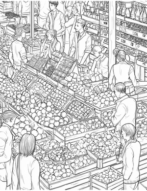 Free Food market stall Coloring Pages - 7