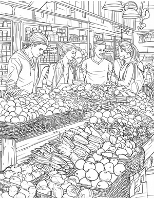 Free Food market stall Coloring Pages - 8