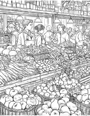 Free Food market stall Coloring Pages - 9