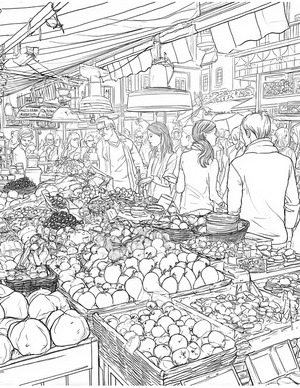 Free Food market stall Coloring Pages - 10