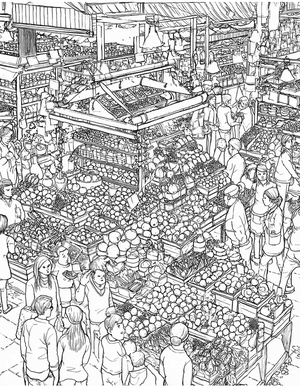 Free Food market stall Coloring Pages - 11