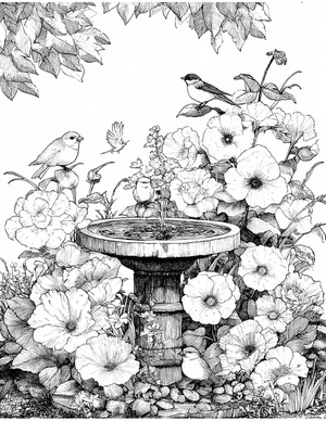 Free Birdbath Coloring Pages - 0