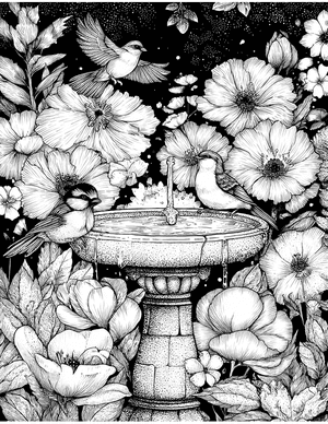 Free Birdbath Coloring Pages - 8