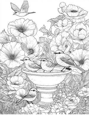 Free Birdbath Coloring Pages - 9