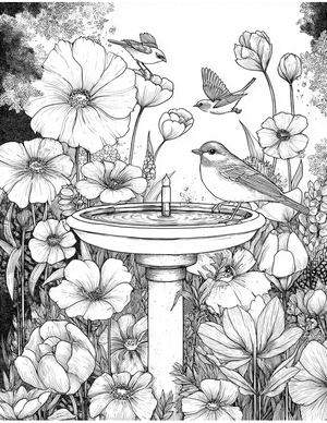 Free Birdbath Coloring Pages - 10