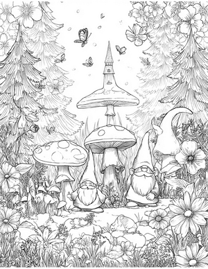 Free Gnome Coloring Pages - 1