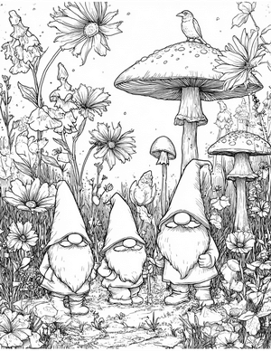 Free Gnome Coloring Pages - 2
