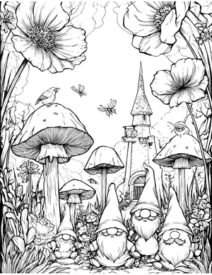 Free Gnome Coloring Pages - 3