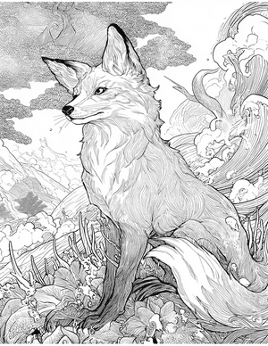 Free Kitsune Coloring Pages - 0