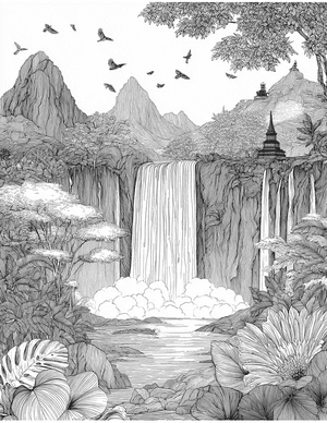 Free Waterfall Coloring Pages - 0
