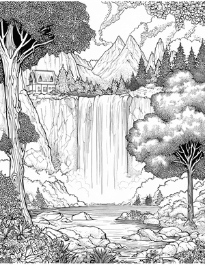 Free Waterfall Coloring Pages - 2