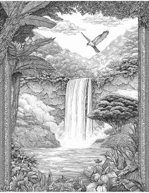 Free Waterfall Coloring Pages - 3