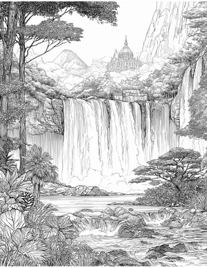 Free Waterfall Coloring Pages - 4