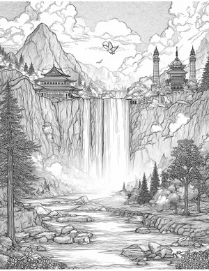 Free Waterfall Coloring Pages - 6