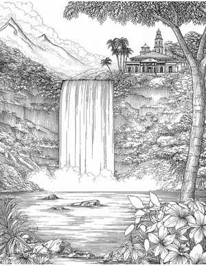 Free Waterfall Coloring Pages - 7