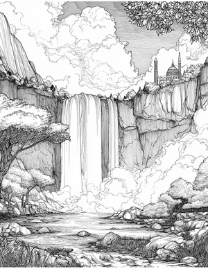 Free Waterfall Coloring Pages - 9