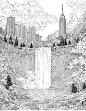 Free Waterfall Coloring Pages - 11