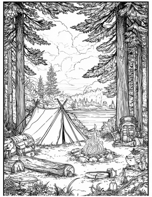 Free Bushcraft Coloring Pages - 0