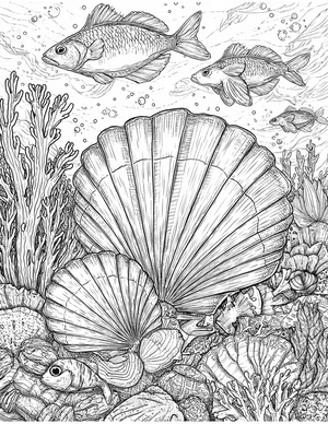 Free Scallop Coloring Pages - 0